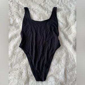 Aerie Black One Piece Low Back Ribbed Swimsuit